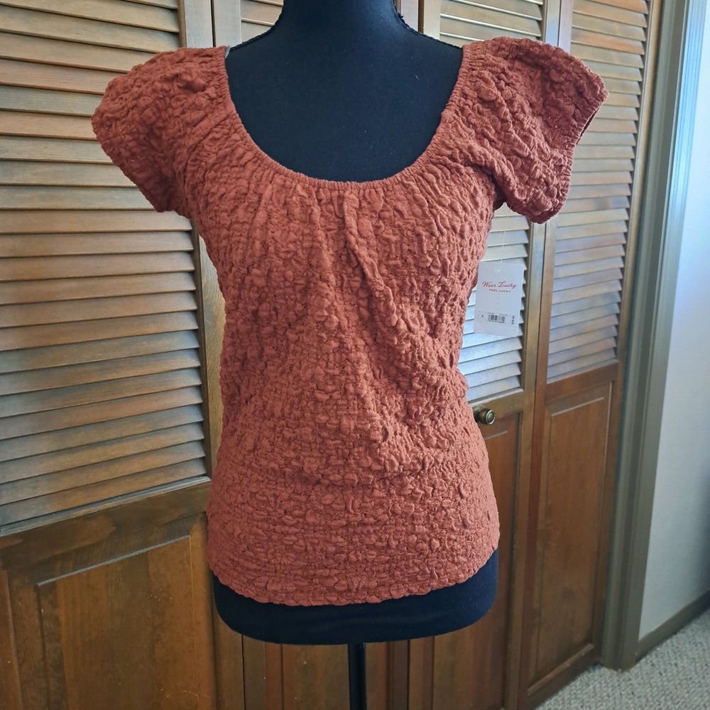 Lucky Brand Terracotta Textured Blouse